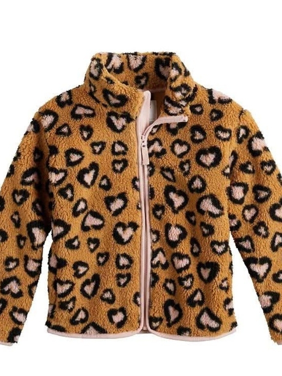jumping beans Other - jumping beans Leopard Heart Sherpa Jacket - Brown & Pink